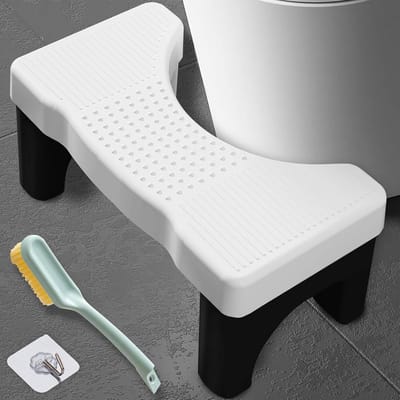 Toilet Kruk - Badkamer Hulpmiddel - Comfortabel Zitten - Antislip Voetjes - Ergonomisch Ontwerp - Wit