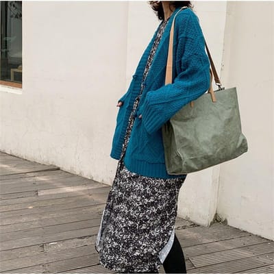 Nieuwe Kraft Papieren Tas Handheld Commutertas Waterdicht Eénschouder Bustas