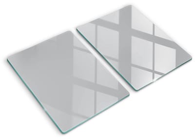 Wallfluent Glazen Snijplanken - Grijs Snijplanken Glas - 2 stucks 40 cm x 52 cm - Grijs Snijplanken van Glas - Keuken Snijplank Glas - Glazen Snijplank Voor Keuken - Antislip Glazen Snijplank