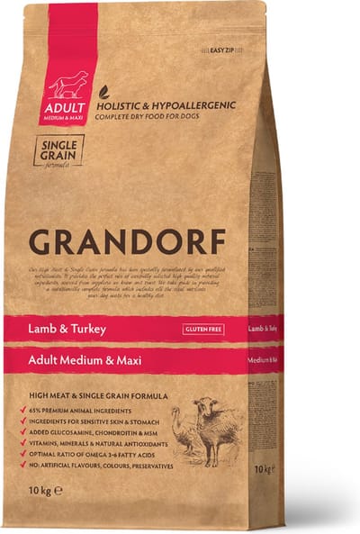 Grandorf Adult Medium - Lam en Bruine rijst - 10kg - Hondenvoer