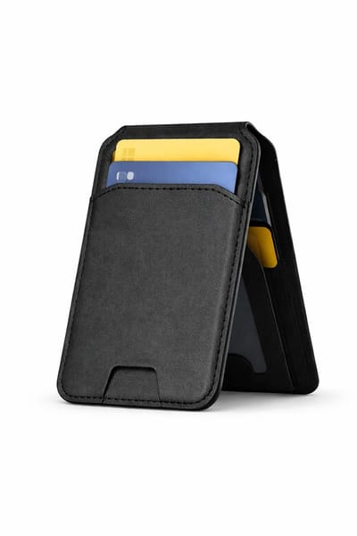 Magnetische Uitklapbare Pasjeshouder hoesje met Magnetische Sluiting Geschikt voor iPhone 12/13/14/15/16/17 Kaarthouder Case – Zwart – Portemonnee en OV-Kaart Telefoonstandaard