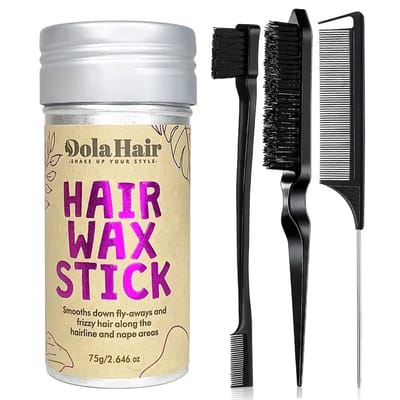 4 delige Slick Back Haarset – Haar Wax Stick met Styling Borstel met Edge Brush en Puntkam – Niet vettige Haarwax voor Glad Haar- En sleek buns - Ook geschikt voor Wigs en Flyaways – Professionele Hair Sleek Set voor Strak - Glanzend en Verzorgd Haar