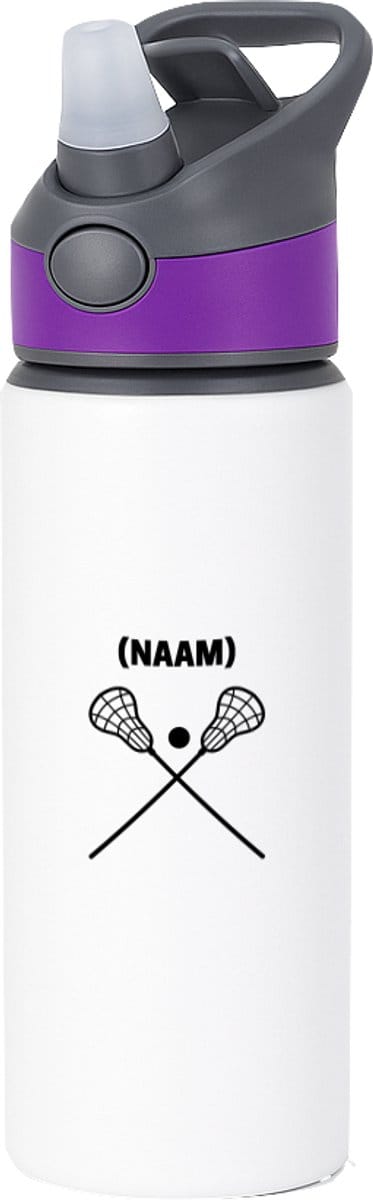 Hacebo® - Lacrosse met eigen naam waterfles met rietje paars - Sport - Lacrosse - Sport - water fles - 650ML