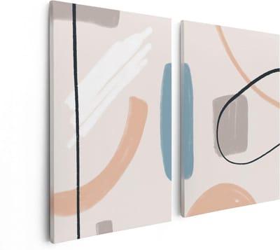 Artaza Canvas Schilderij Tweeluik Abstracte Kunst - Scandinavische Style - 80x60 - Foto Op Canvas - Canvas Print