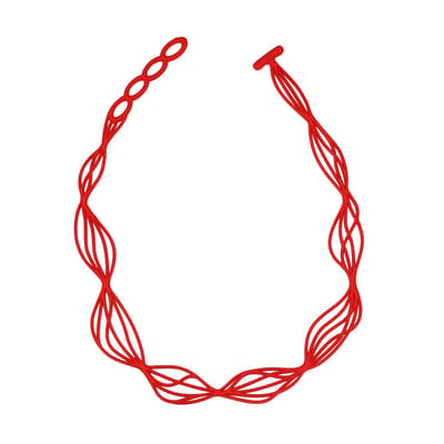 Batucada - Waves - Collier van Plantaardige Oorsprong en Hypoallergeen - Vrouwen Ketting met Golven - Antiallergisch - Halsketting - Rood - lengte 40/44 cm -effect Tattoo - ziet er uit als Rubber