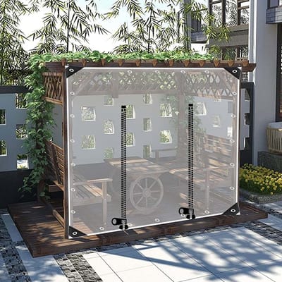 Buitengordijnen - Transparant Dekzeil - Terras Afschermen - Met Rits Deur - 3.5 x 2.2 Meter
