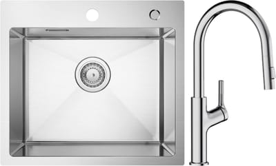 CECIPA max Spoelbak Keuken 50x45CM - Spoelbakken Keuken Met U-Uitloop Keukenkraan - Spoelbakken met Kraangat - Wasbak Keuken - Enkele Spoelbak - Spoelbakken met afdruip - RVS