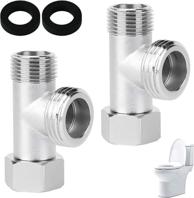 3-Weg Schakelklep, 3/8" Adapter T-Connector RVS T-Stuk Verchroomd Koper, Waterafvoer en Sanitair (2 Stuks)