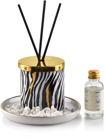 Mondex Serie - Geurverspreider - 7,5x9 cm - Zebradesign - Sandaalhout