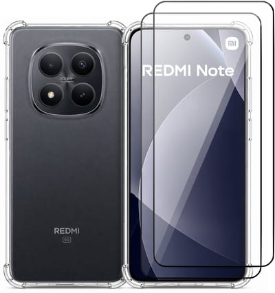 Hoesje geschikt voor Xiaomi Redmi Note 15 4G / Note 15 5G / Poco M8 5G – CrystalClear Back Cover – Schokbestendig – 2 Stuks Full Cover Glas