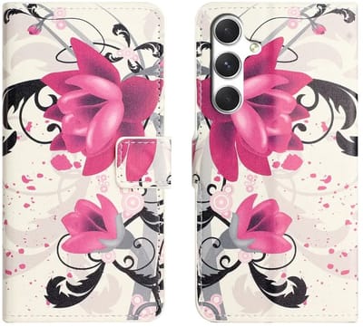 Hoesje Geschikt voor Samsung Galaxy A57 | Portemonnee Book Case | Beschermhoes | Magneet Sluiting | Lotus Print