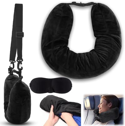 Multifunctioneel U-vormig nek kussen voor reizen, vulbaar met oogmasker en zonder vulling, ideaal voor comfort onderweg