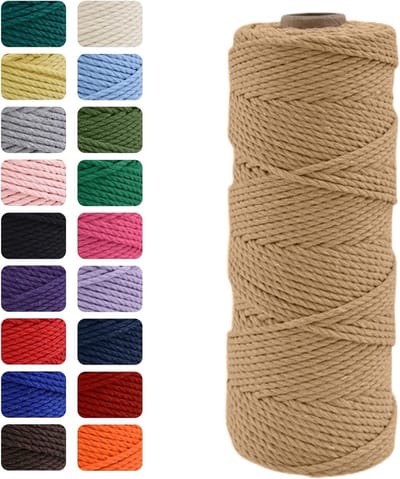 Natuurlijke Katoenen Macramé Touw van 100m, 3mm Dikke Touw voor DIY Ambachten, Cadeau Verpakkingen en Decoraties voor Feestdagen en Bruiloften