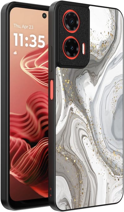 Smartphonica Telefoonhoesje Geschikt voor Motorola Moto G35 met marmer opdruk - TPU backcover case marble design - Zilver geschikt voor Motorola Moto G35