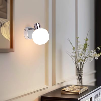 Glitzerlife - Plafondspot Plafondlamp - draaibaar en kantelbaar - opbouwspots - 1xE14 fitting - glas en metaal design - Ø12,5cm - wit