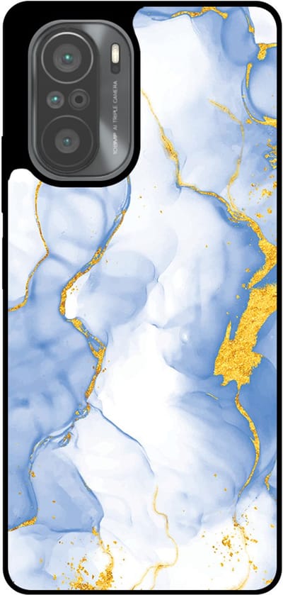 Smartphonica Telefoonhoesje Geschikt voor Xiaomi Mi 11i met Lichtblauw Goud Marmer Opdruk - TPU Backcover Case Lightblue Gold Marble Design geschikt voor Xiaomi Mi 11i