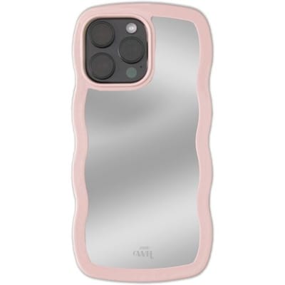 xoxo Wildhearts Wavy mirror case Pink telefoonhoesje - Geschikt voor iPhone 16 Pro Max - Golvend spiegelhoesje - Wolken hoesje - Schokbestendig - Cloud case - Silicone case met spiegel - Roze