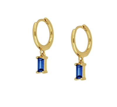 Oorringen - zilverplated - Zirkonia oorbellen - goudkleurig - blauwe hanger - dames - Liefs Jade