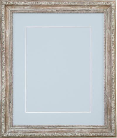 Houten Fotolijst met Lichtblauwe Passe-Partout en Achterwand, Shabby Chique Stijl
