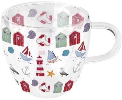 Ambiente Nautical Items Dubbelwandig Glas 0.2L – Maritiem Design - set van 6