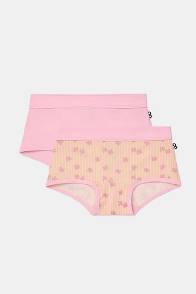 Woody - Duopack ondergoed shorts - Roze + Vlinder print - 3 jaar