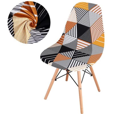 Geprinte Stoelhoes Voor Kuipstoel Nordic Patchwork Stijl Hoezen Wasbare Armloze Kuipstoel Zitovertrek Voor Banket Huis Only Chair Cover black