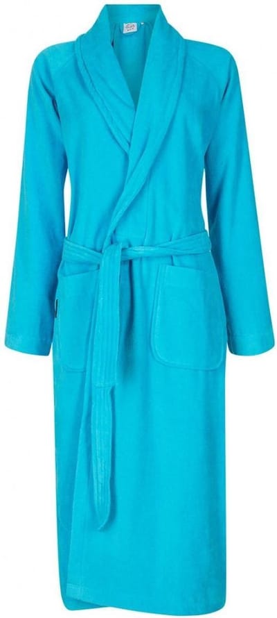 Badjas aquablauw - 100% katoenen badjas - badjas voor dames - badjas voor heren - sauna badjas sjaalkraag - unisex - maat XS