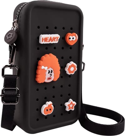 BOTC Kleine crossbodytas met gaten - Mobiel hoesje - compact en duurzaam met verstelbare riem - Zwart