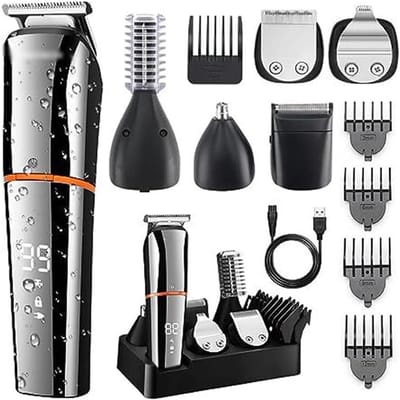KZQ 6-in-1 draadloze baardtrimmer voor heren -Met foil shaver en neustrimmer - USB-C oplaadbaar 90 minuten gebruik - Geschikt voor thuis en reizen