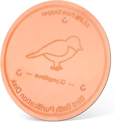 Allecta - Vogelbad Koperen Schijf 10cm - Zuiveringsschijf Driepuntsondersteuning - Seizoensveilig - Waterzuiveraar Vogelbaden Kommen Buiten