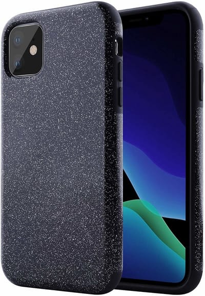 Ntech hoesje Geschikt voor iPhone 11 Glitter TPU Back Hoesje - Zwart