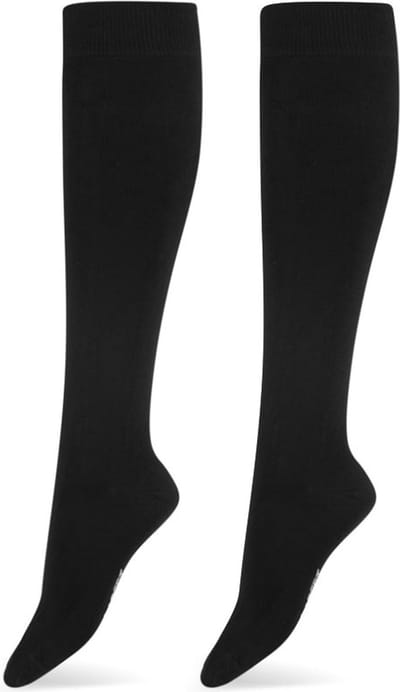 2-pack Bamboe kniekous - dames & heren - Hoge bamboe sokken - 46 - Zwart