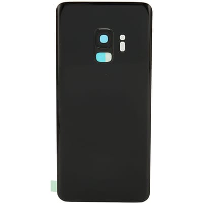 Remplacement Vitre Arrière Porte Arrière en Verre pour Téléphone avec Adhésif Cadre Caméra Pré-installé pour Galaxy S9 black