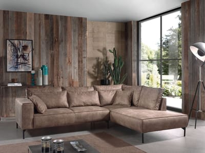 Hoekbank Koblenz Rechts - Hoeksalon Taupe Microvezelstof - Ergonomisch zitbank hoekzetel zetelsenbedden