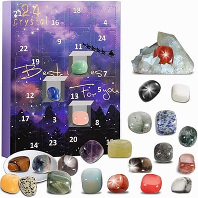 Kristallen Adventskalender 24 Dagen, aftelkalender, Natuurlijke Kristallen, Fossiele Mineralen Edelstenen, Aftelkalender voor Kinderen, Wetenschappelijk Kerstcadeau voor Jongens en Meisjes - Cyslmuk®