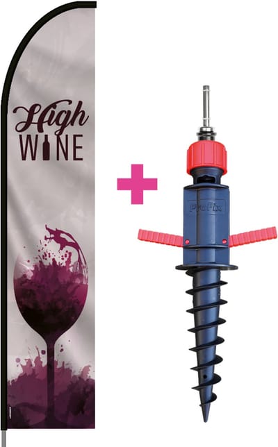 Beachflag - High Wine - Vlag + Grondboor + Rotator + Hengelsysteem + Draagtas - Actievlag.nl