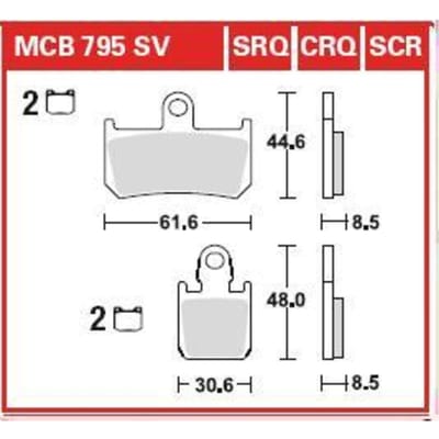 Bremsbelagsatz, ohne Straßenzulassung TRW MOTO MCB795SCR