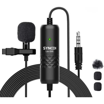 SYNCO Lav-S6E Professionele Lavalier Microfoon Clip-on Omnidirectionele Condensator Reversmicrofoon zwart
