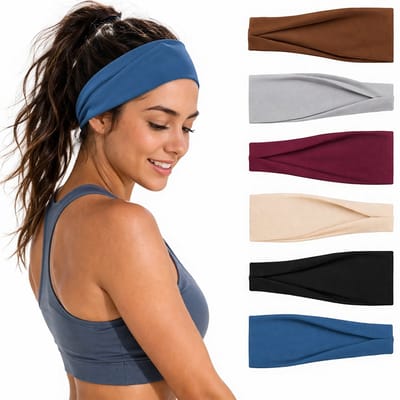 BOTC Haarband - 6 Stuks Vouwen Haarbanden Set - 23*10CM - Dames haarbanden - 6 kleuren mixen - Sport Yoga Haarbanden