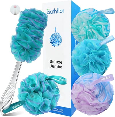 Set van 6x Exfoliërende Loofah Sponzen met Handvat voor Douche en Bad