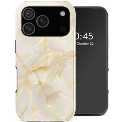 Selencia Hoesje - Geschikt voor Apple iPhone 18 Pro / 17 Pro - Backcover geschikt voor MagSafe - Golden Beige Marble