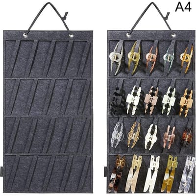 Organisateur de pinces à cheveux à suspendre au mur, organiseur pour femmes et filles, présentoir d'épingles à cheveux, sac de rangement pour accessoires gris
