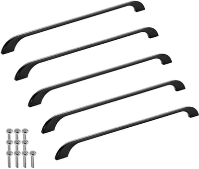 SOTECH verpakking van 5 meubelgrepen BLACKLINE XIII BA 320 mm mat zwart (lengte 363 mm, breedte 10 mm, hoogte 28 mm) design aluminium beugelgrepen