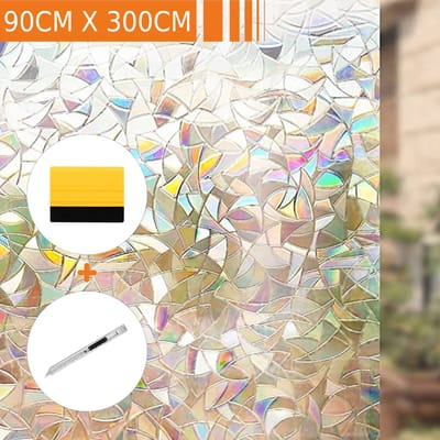Simple Fix Raamfolie - 90cm x 300cm - Zonwerend - Anti Inkijk - Statisch - Plakfolie Zelfklevend en Isolerend - HR++ folie - Glas in Lood - Decoratiefolie - Regenboog