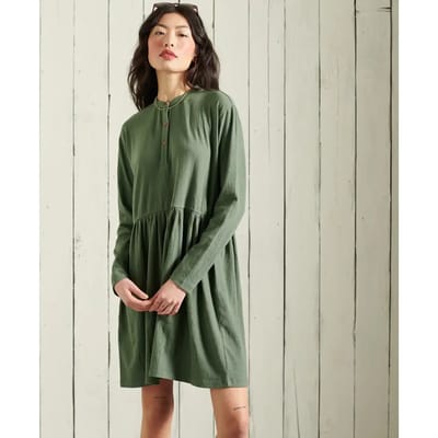 Superdry Jersey Mini Korte Jurk Groen M Vrouw
