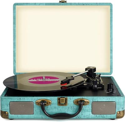 DnA® Platenspeler Bluetooth - Retro platenspeler - Platenspeler Met Speakers - Blauw - 36cm x 26cm x 116cm