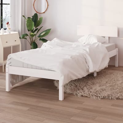 vidaXL - Bedframe - massief - grenenhout - wit - 90x200 - cm