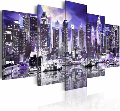 Schilderij - New York City - In Spiegelbeeld II, 5luik, wanddecoratie