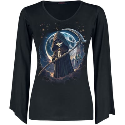 Spiral Shirt met lange mouwen - Reaperette - M tot XL - voor Vrouwen - zwart