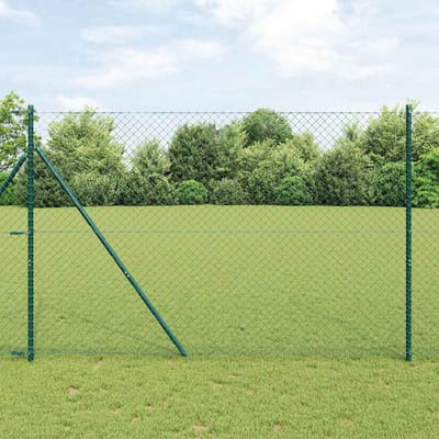 vidaXL - gaashek - met - grondbevestiging - 10 - x - 1,6 - m - PVC-Coated - Staal - Groen